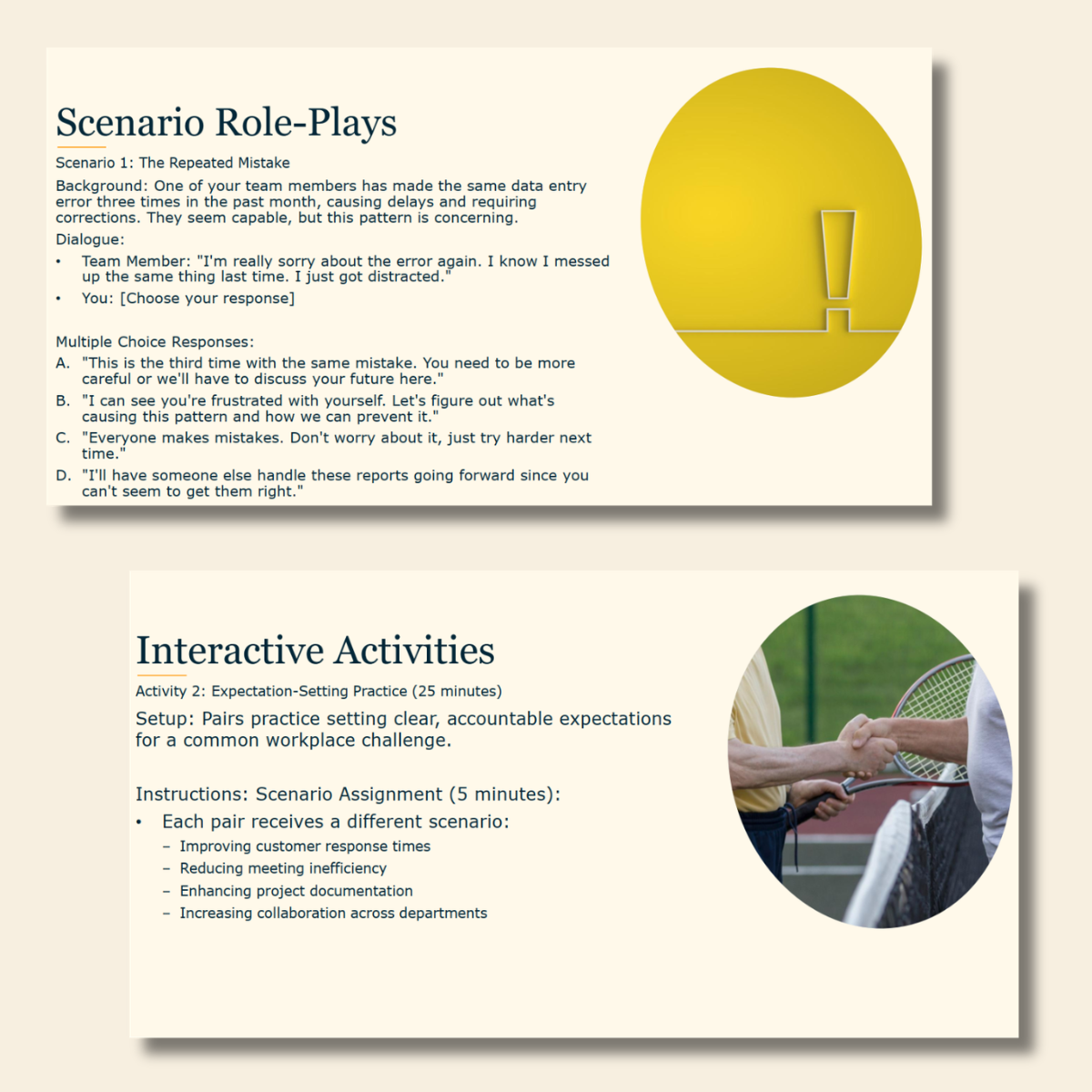Scenario role-play and interactive activity slides